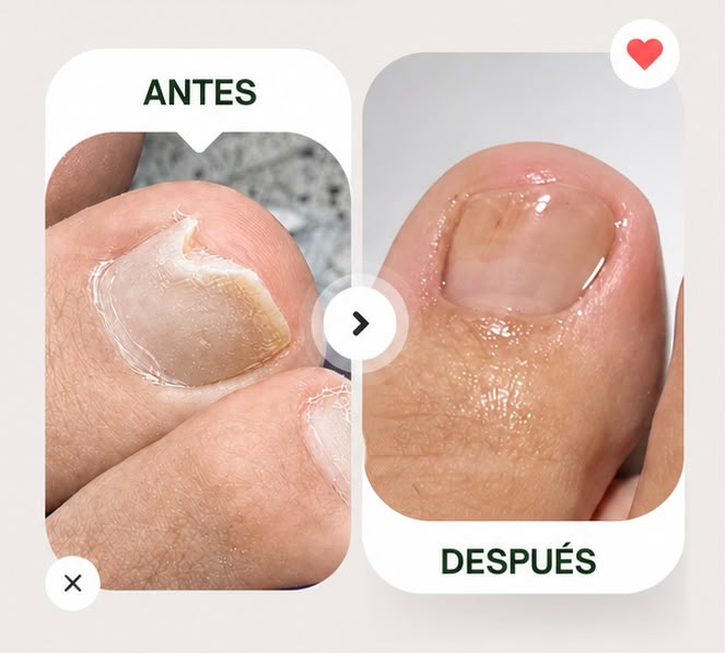 Comparación antes y después de uña con hongo